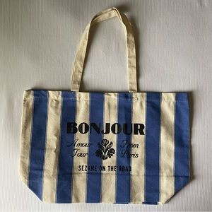 Sezane Tote Bag - Bonjour - Amour Tour - Blue Stripes